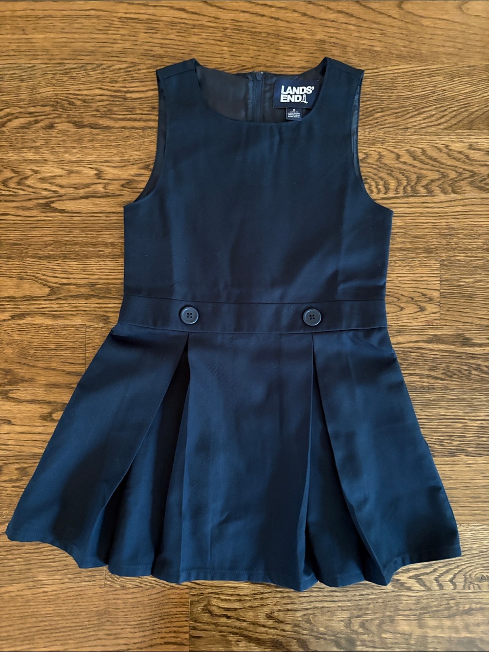 Lands' End Navy Pleated School Jumper with Buttoned Waistband